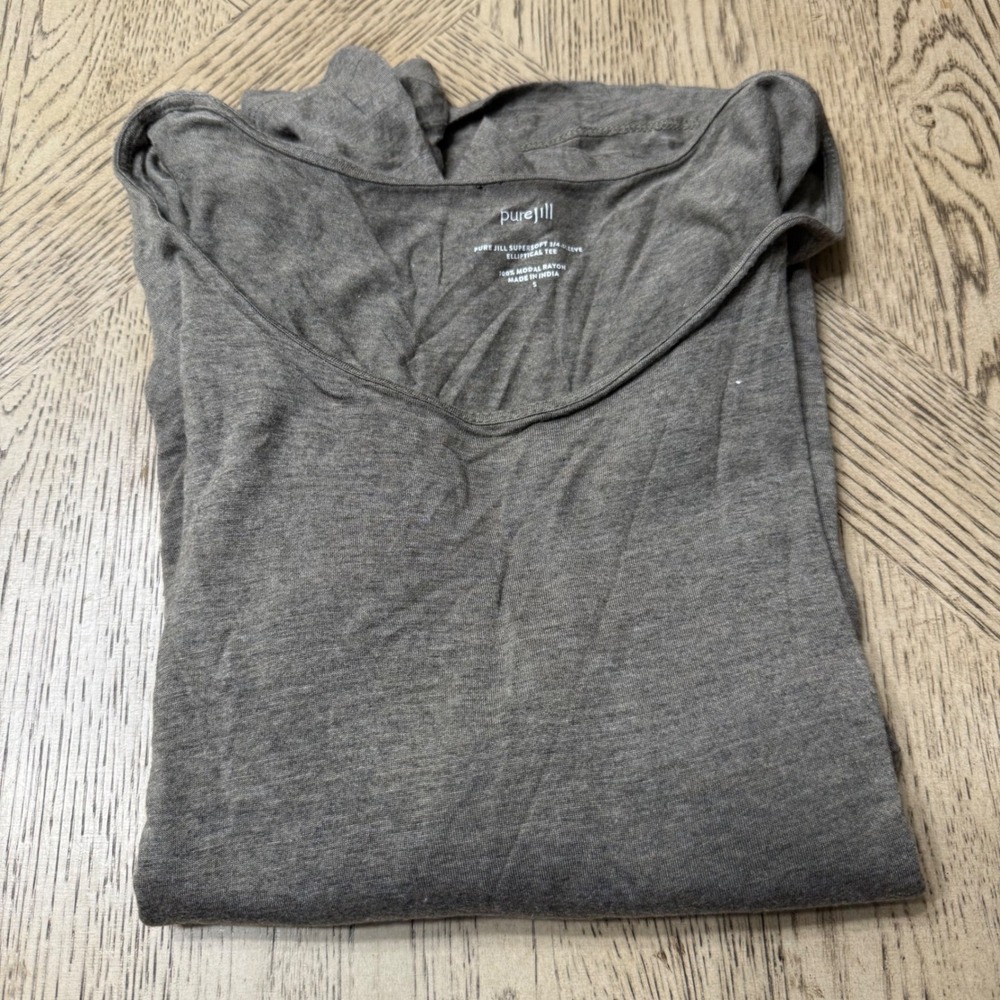 J. Jill Pure Jill‎ Women's Small Gray Supersoft Elliptical Hem Tee Relaxed Top